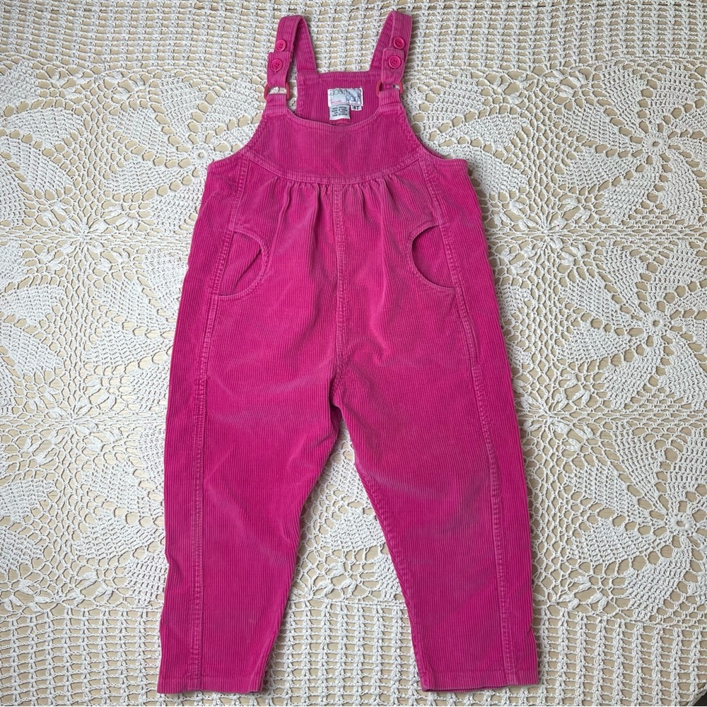 Vintage 1990s Youth Park Girls 4t Chunky Corduroy Pink Overalls Dungarees